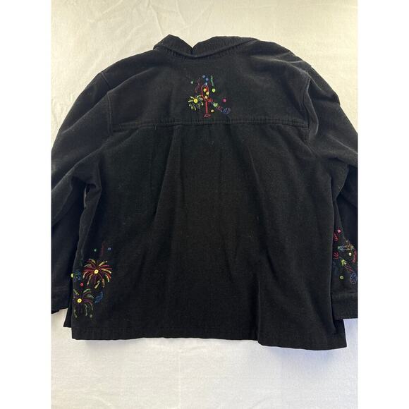 Women’s CJ Banks Black Ribbed Velvet Firework Patterned Button up Sz XL - Picture 4 of 4